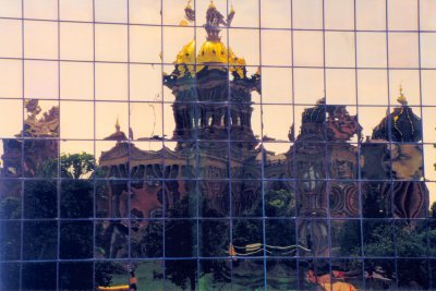 Reflection of the capitol in the Henry A. Wallace Building