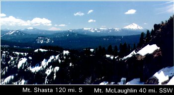 Looking south to Mount Shasta and Mount McLaughlin