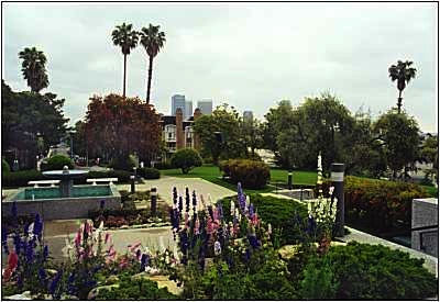 The Temple grounds with Los Angeles in the background