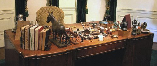 Typical items on Oval Office desk