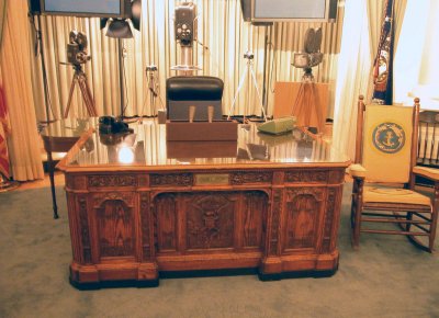 Replica of Oval Office with TV equipment