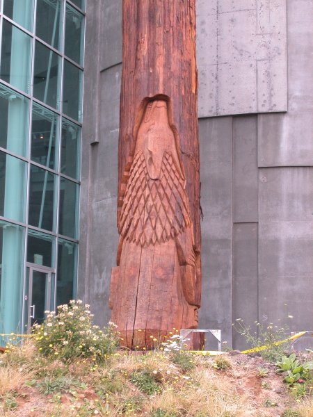 Finely carved cedar poles