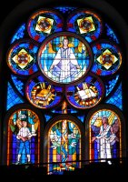 Stained glass window in the Stone Church